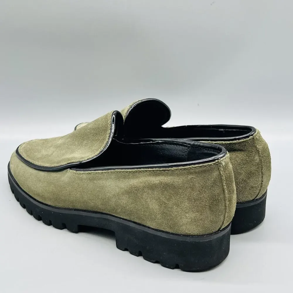 Donald Pliner Shoes Womens 9 Beige Suede Eclipse Loafer Slip On Lug Sole Casual